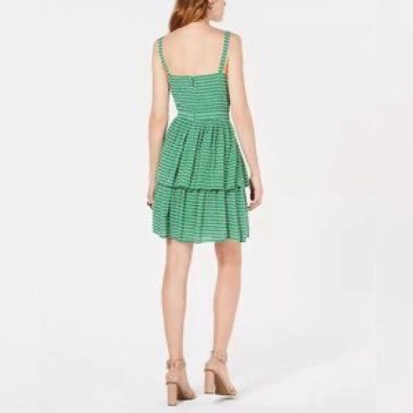 Bar III Green White Tiered Ruffle Dress - Picture 6 of 12